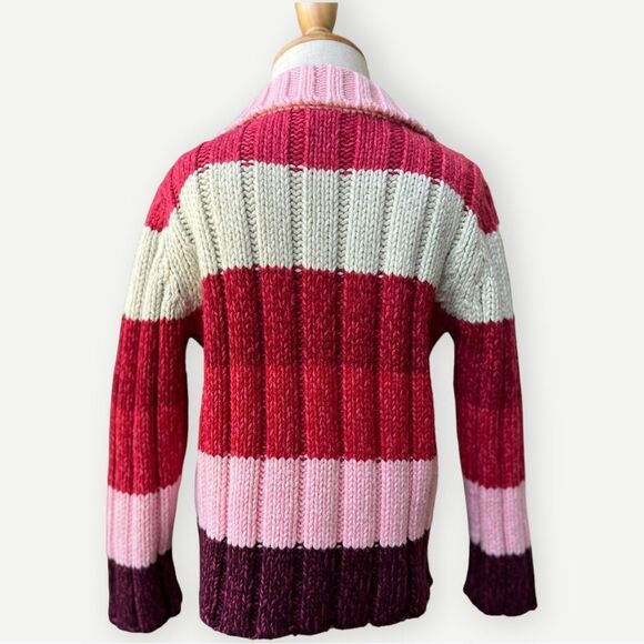 Old Navy Girls Toddler Kids Zip Up Pink Striped Collared Sweater. 3. 3T. - Picture 3 of 5